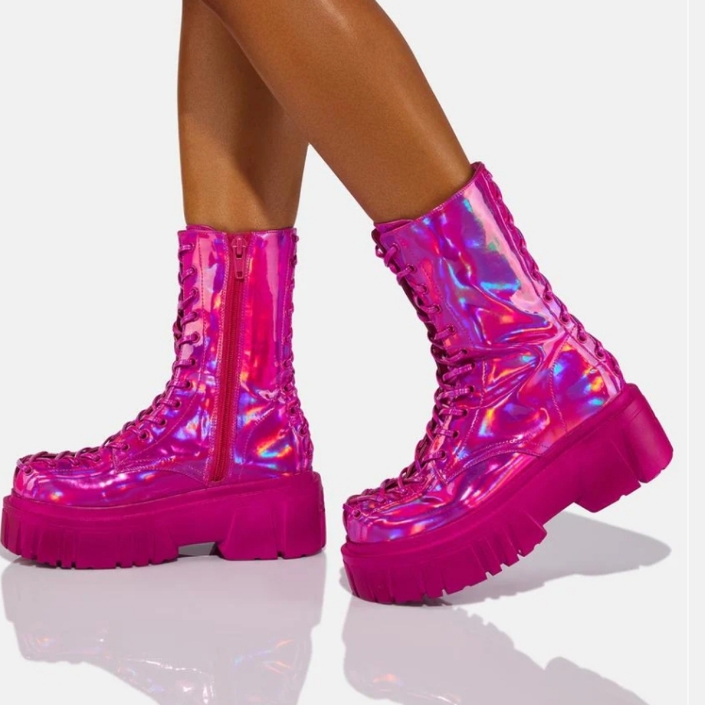 Club Exx Magenta Celestial Candy Holographic Corset boots 10